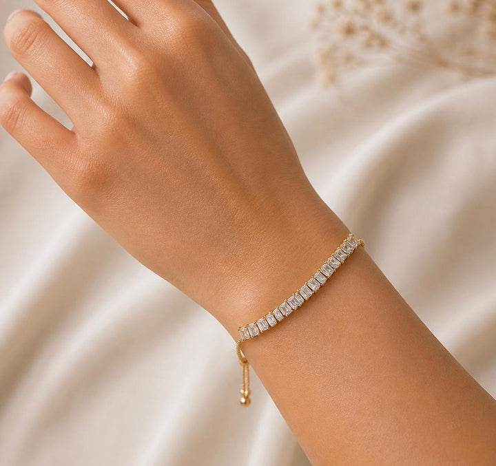 White Zircon Baguette Bracelet for Women | Melaurica