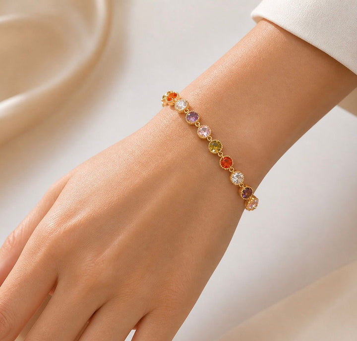 Gold-Tone Multicolor Heart Bracelet | Melaurica