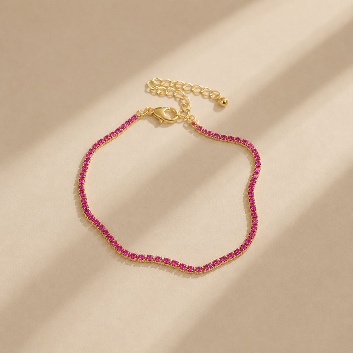 Gold Magenta Zircon Starry Bracelet | Melaurica