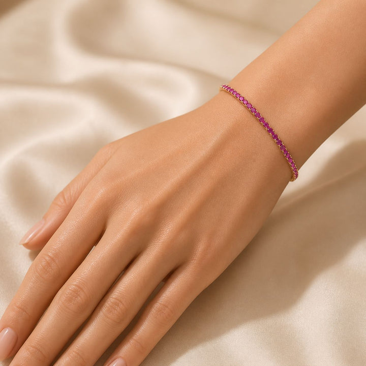 Gold Magenta Zircon Starry Bracelet | Melaurica