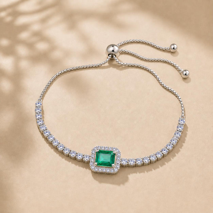 Melaurica Silver-Tone Green Stone Bracelet