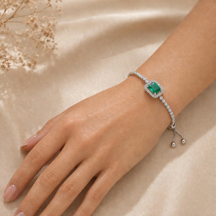 Melaurica Silver-Tone Green Stone Bracelet