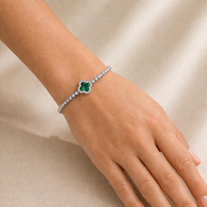 Melaurica Silver Green Zircon Floral Bracelet