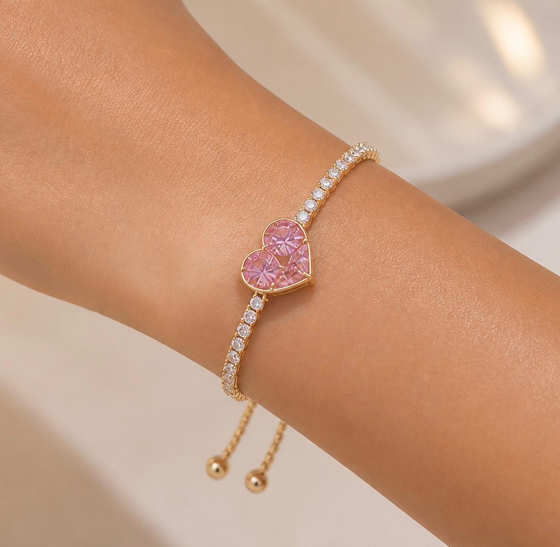 Melaurica Pink Heart Zircon Bracelet