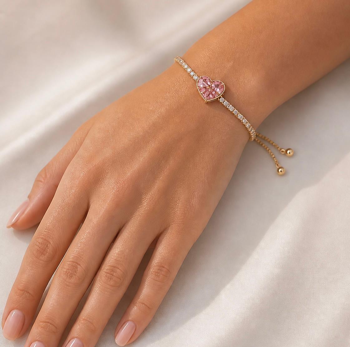 Melaurica Pink Heart Zircon Bracelet