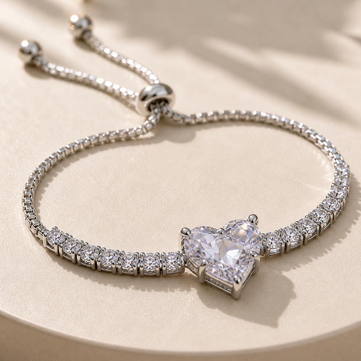 Melaurica Silver-Tone White Heart Bracelet