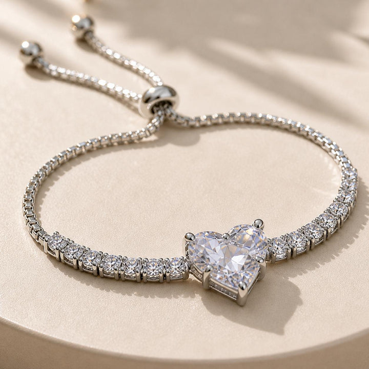 Melaurica Silver-Tone White Heart Bracelet
