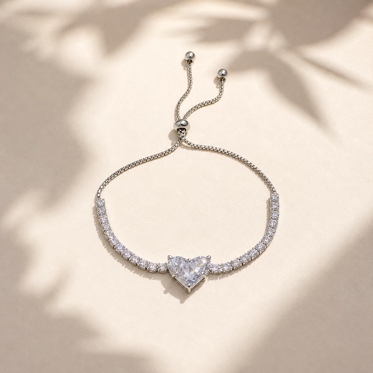 Melaurica Silver-Tone White Heart Bracelet