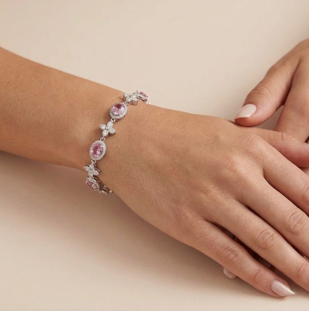 Melaurica Silver Pink Zircon Star Bracelet