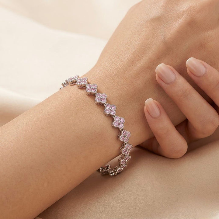 Melaurica Elegant Pink Flower Zircon Bracelet