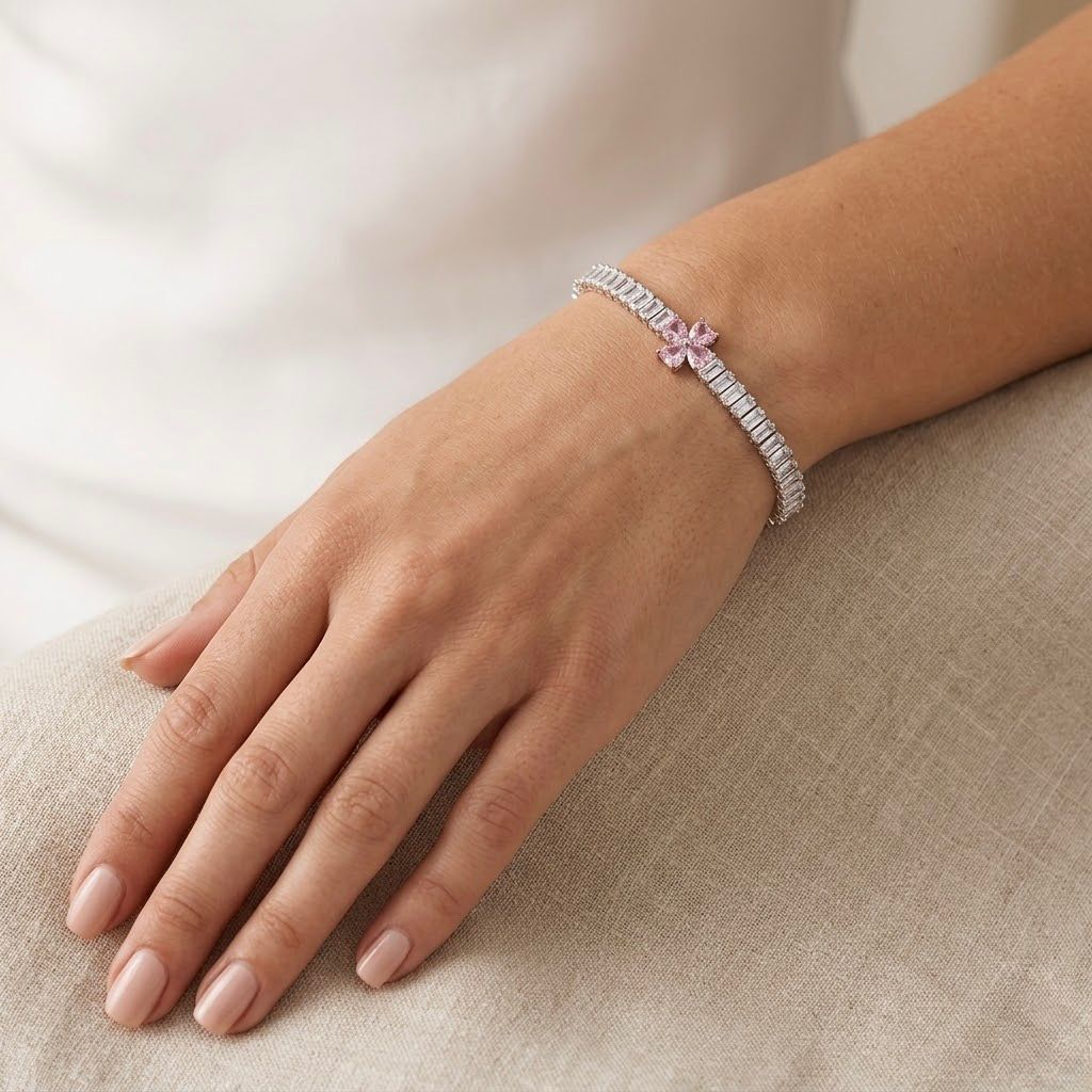 Melaurica Pink Butterfly Baguette Bracelet