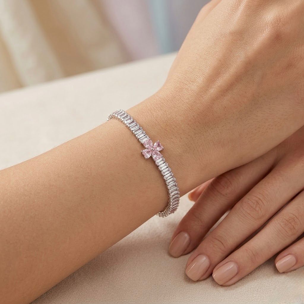 Melaurica Pink Butterfly Baguette Bracelet