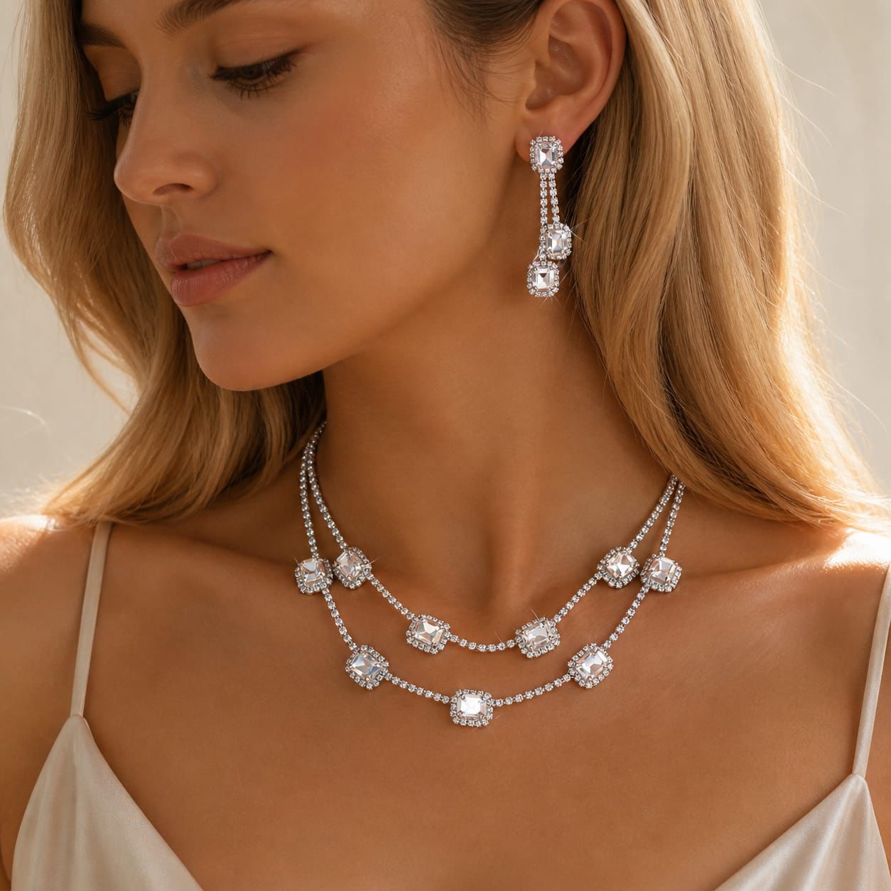 Melaurica White Stone Zircon Jewelry Set