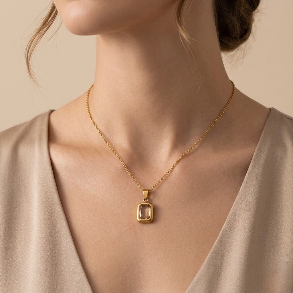 Melaurica Golden Titanium Steel Clavicle Necklace