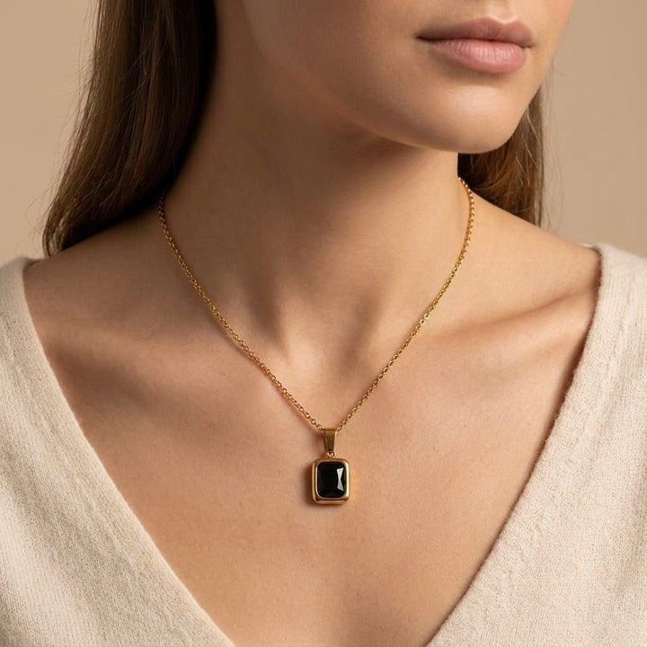 Melaurica Black Titanium Steel Clavicle Necklace