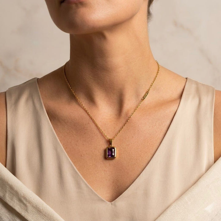 Melaurica Purple Titanium Steel Clavicle Necklace