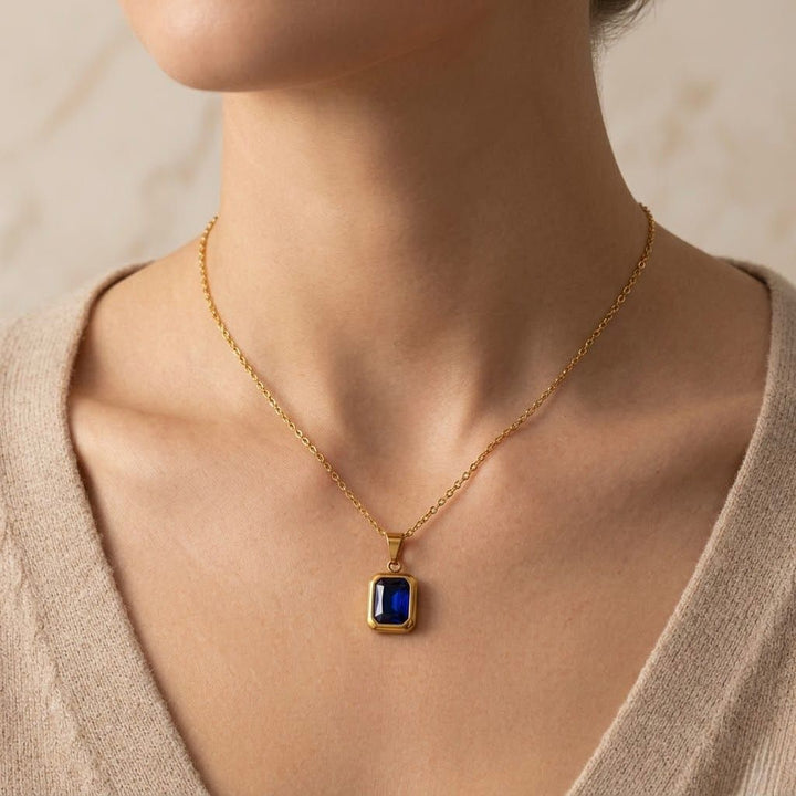 Melaurica Blue Titanium Steel Clavicle Necklace