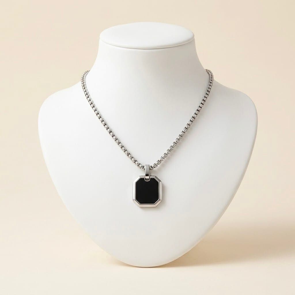 Auric Silver Square Pendant Necklace