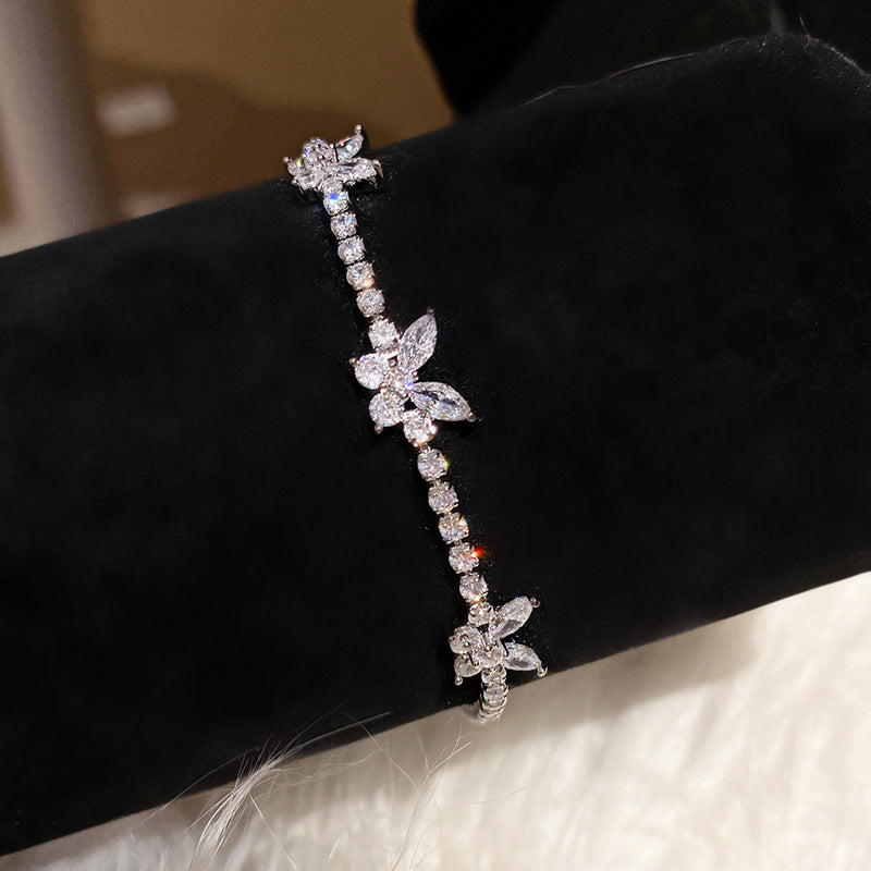 Melaurica Silver-Tone Zircon Butterfly Bracelet