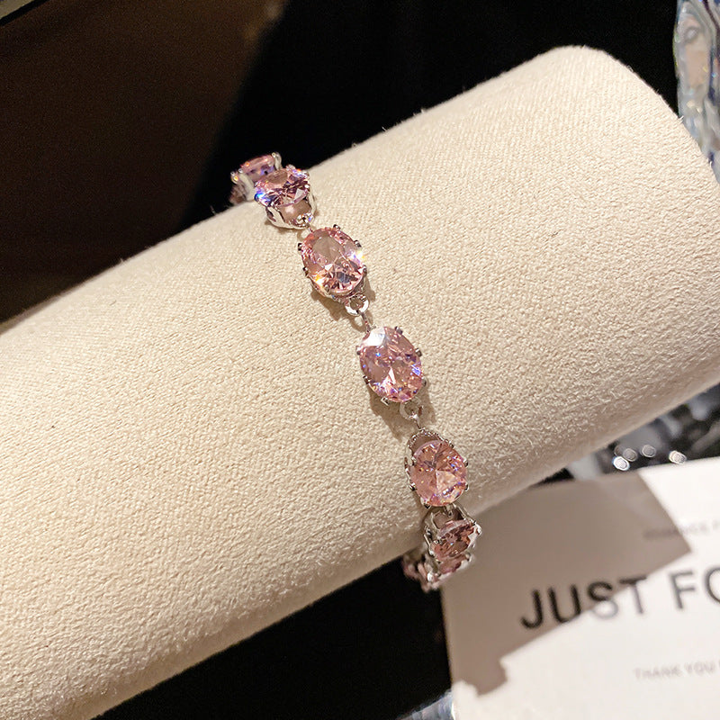 Melaurica Silver Pink Zircon pigeon egg Bracelet
