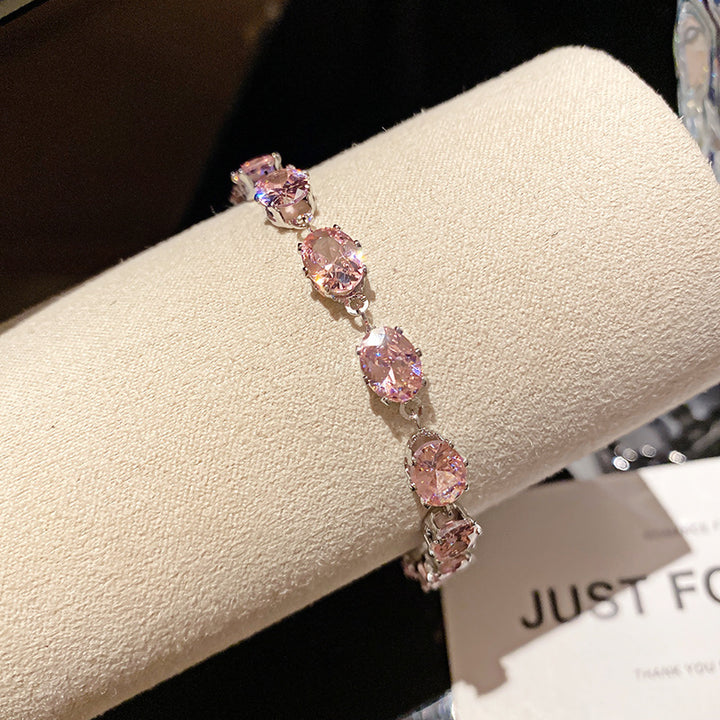 Melaurica Silver Pink Zircon pigeon egg Bracelet
