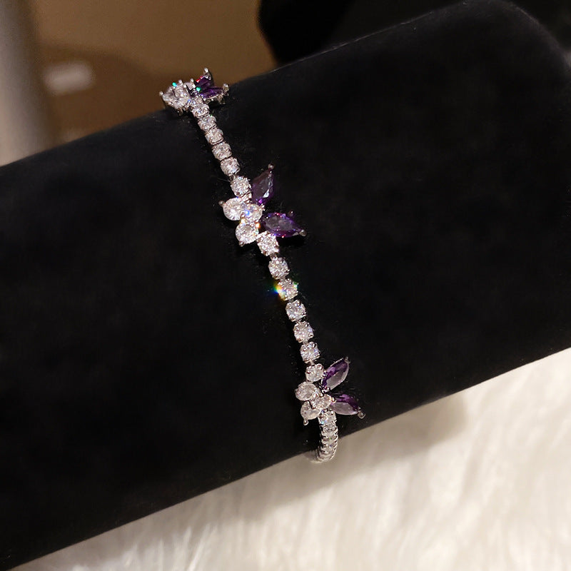 Melaurica | Purple Zircon Floral Bracelet for Women