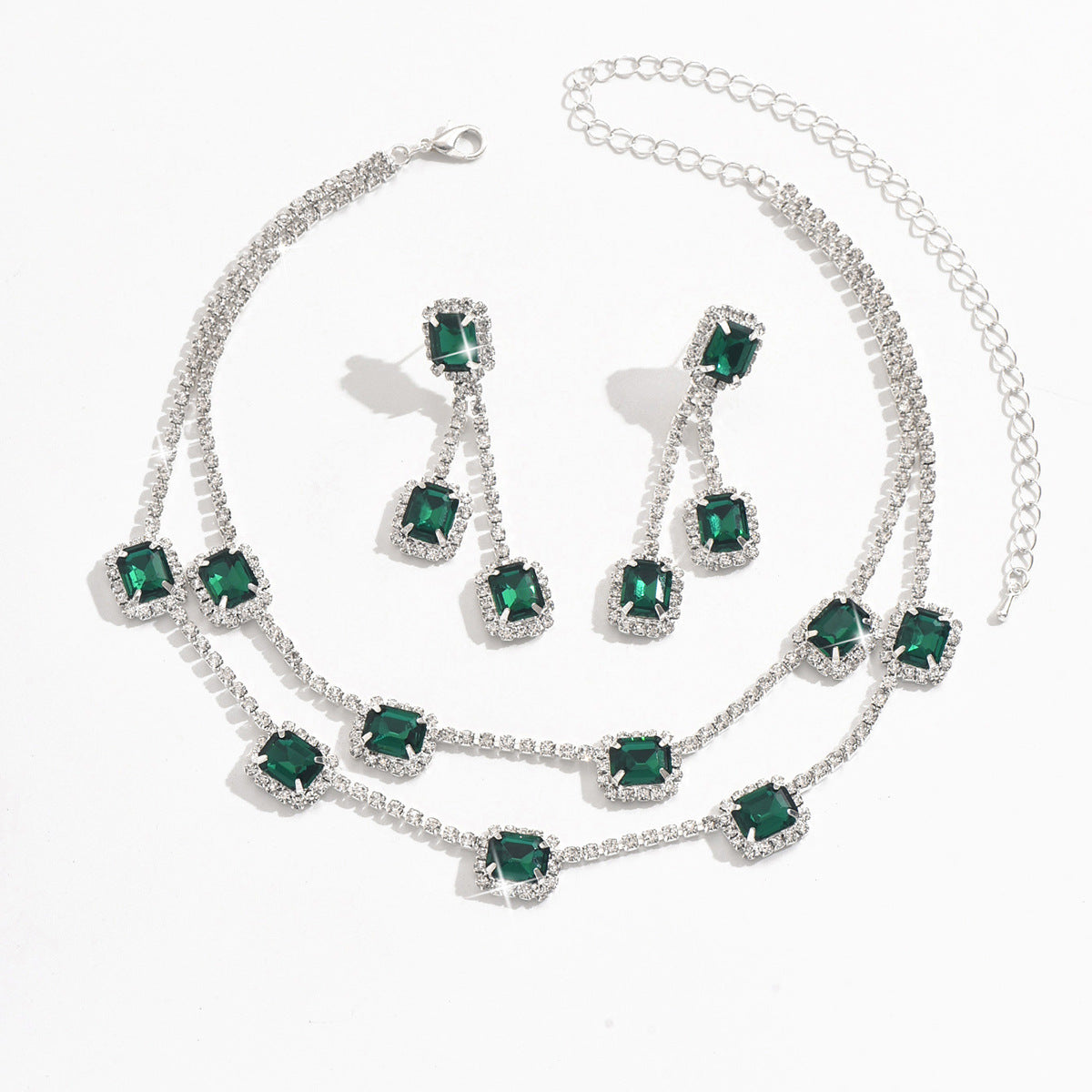 Melaurica Green Stone Necklace and Earrings Set