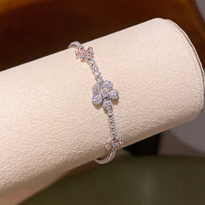 Pink White Butterfly Zircon Bracelet