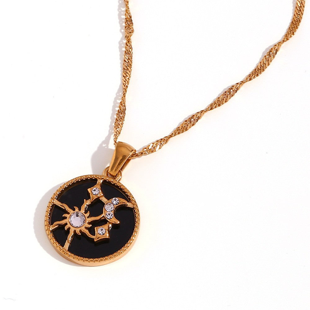 Melaurica Wired Round Shell Necklace - Black Shell