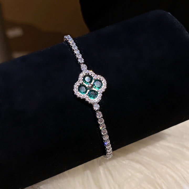 Green Zircon Clover Bracelet for Women | Melaurica