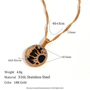 Sun Moon Shell Coin Necklace Black Shell